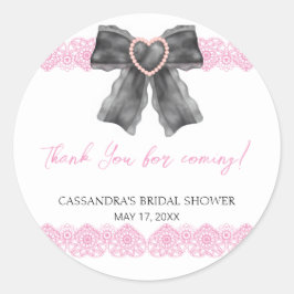 Zwarte Coquette Strik Roze Kant Trouw Bruiloft Dan Ronde Sticker