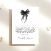 Zwarte Coquette Strik Waterverf Bruidsdouche Bedankkaart