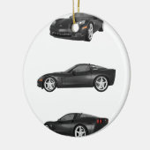 Zwarte corvette keramisch ornament (Links)