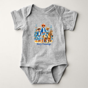 Zwarte Cowboy Cowgirl Kinderen Met Paard Vrolijk K Romper