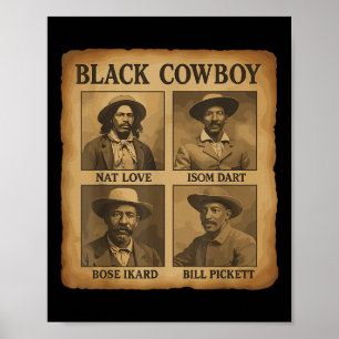 Zwarte Cowboy Western Rodeo Melanine Zwarte Geschi Poster