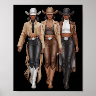 Zwarte Cowgirl Western Rodeo Melanine Cowgirl  Poster