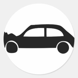 zwarte crashwagen ronde sticker