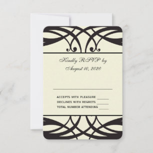 Zwarte Crème Art Deco Trouw RSVP Kaart