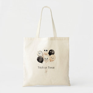 Zwarte Crème Halloween Ballonnen Spin Tote Bag