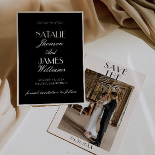 Zwarte Crème Klasse Oude Rijke Mensen Foto Bruilof Save The Date