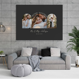 Zwarte crèmekleurige boog multi foto huwelijkscade afdruk