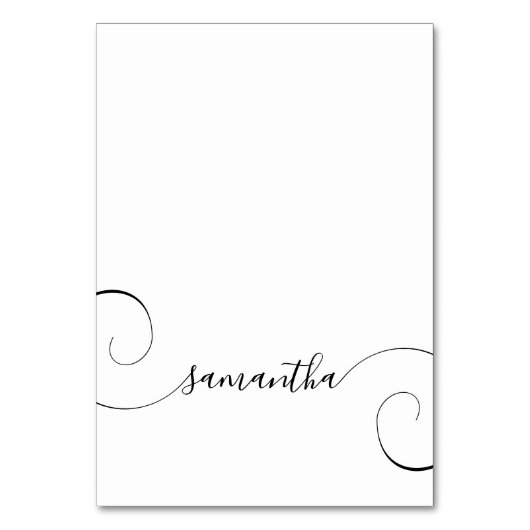Zwarte Curly Handtekening Individuele Naam Plaats  Kaart (Voorkant)