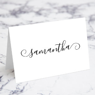 Zwarte Cute Curl Signature Naam Plaatskaartjes Kaart