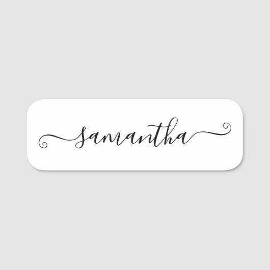 Zwarte Cute Handtekening Script Naamplaatje (Voorkant)