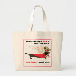 Zwarte Dachshund Book Angel van Gulliver Grote Tote Bag