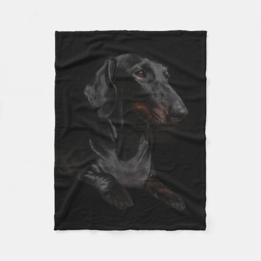 zwarte dachshund fleece deken (Voorkant)