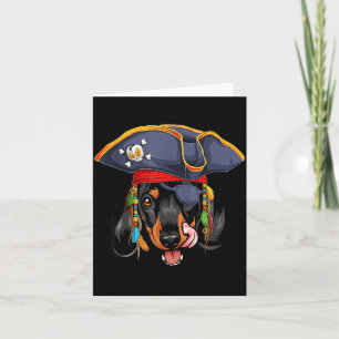 Zwarte Dachshund Piraat Grappige Halloween Wiener Kaart