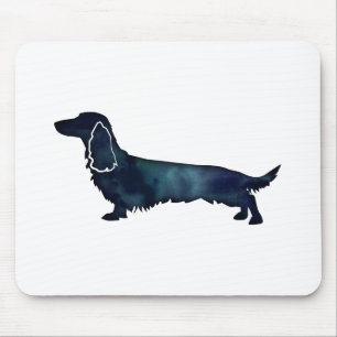 Zwarte Dachshund Silhouette Waterverf met lange ad Muismat