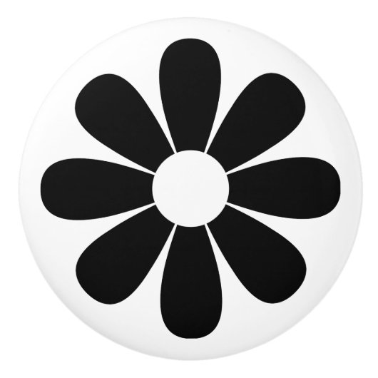  zwarte Daisy Keramische Knop (Voorkant)