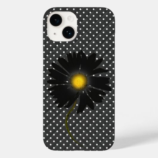 Zwarte Daisy op Stippen Case-Mate iPhone Case (Achterkant)