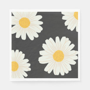 Zwarte Daisy Papieren servetten