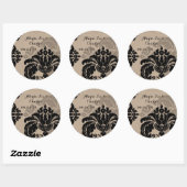  zwarte Damask bruine Sticker voor bruiloft (Vel)
