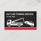 Zwarte Damask Car Towing Service Sleepwagen Visitekaartje (Voorkant)