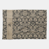 Zwarte Damask Dark Pattern Strip Theedoek (Horizontaal)