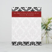 Zwarte Damask Lace Broquade briefhoofd briefpapier (Staand voorkant)
