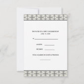 Zwarte Damask Lace Diamond Wedding RSVP Kaarten (Achterkant)