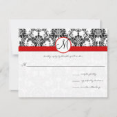 Zwarte Damask met Rode Trim Weddenschap Kaart (Voorkant)