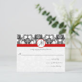 Zwarte Damask met Rode Trim Weddenschap Kaart (Staand voorkant)