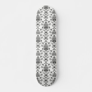 Zwarte Damask op White Skateboard