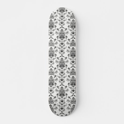 Zwarte Damask op White Skateboard (Voorkant)