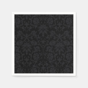 Zwarte Damask Patroon Bloemen servetten