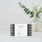 Zwarte Damask Trouwtafel Plaats Kaarten Plaatskaartje (Staand voorkant)