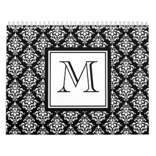 ZWARTE DAMASK UW MONOGRAM KALENDER