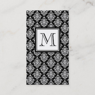 ZWARTE DAMASK UW MONOGRAM VISITEKAARTJE
