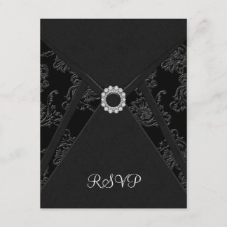 Zwarte Damask Zwarte RSVP Kaart