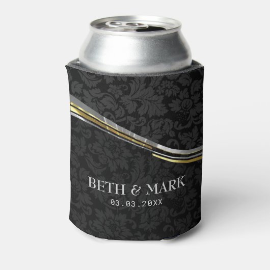 Zwarte Damaskast Silver & Gold-accessoires Blikjeskoeler (Blikje Achterkant)