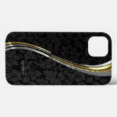 Zwarte Damaskast Silver & Gold-accessoires Case-Mate iPhone Case (Achterkant (horizontaal))