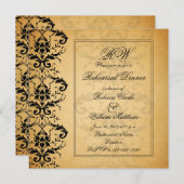  zwarte-Damasrepeater Dinner Invite Kaart (Voorkant / Achterkant)