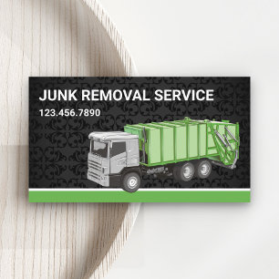 Zwarte Damast Junk Removal Service Vuilniswagen Visitekaartje