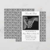 Zwarte Damast Save the Date Aankondiging (Voorkant / Achterkant)