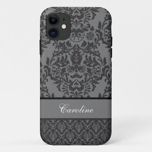 Zwarte Damast -Schoonheid Case-Mate iPhone Case (Achterkant)