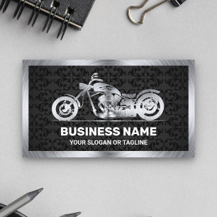Zwarte Damast Staal Motorfiets Motor Mechanicien Visitekaartje