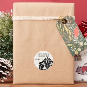 Zwarte Damast Trouw Favor Tag of Trouwzegel