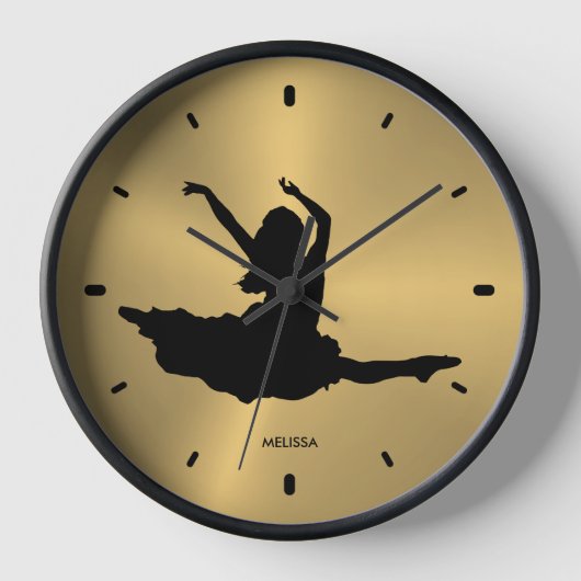Zwarte Dancer Silhouette Metallic Gold Background (Voorkant)