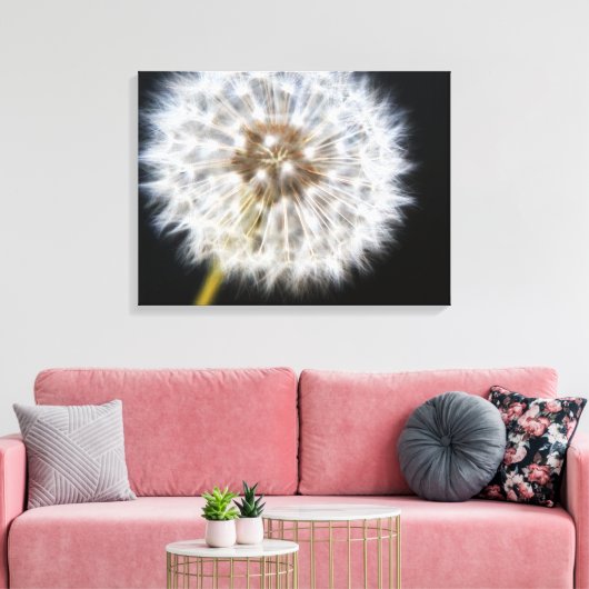 Zwarte Dandelion Canvas Afdruk (Insitu (Woonkamer))