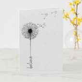 Zwarte dandelion gelooft inspiratie kaart (Gele Bloem)