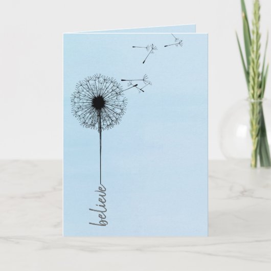 Zwarte dandelion gelooft inspiratie kaart (Voorkant)