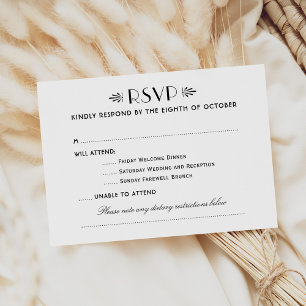  zwarte deco-weddenschappen tussen verschillende e RSVP kaartje