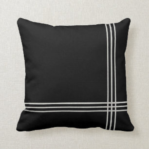 Zwarte Deco Witte Streep Kussen