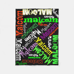 Zwarte deken kleurrijke heldere neon naam collage